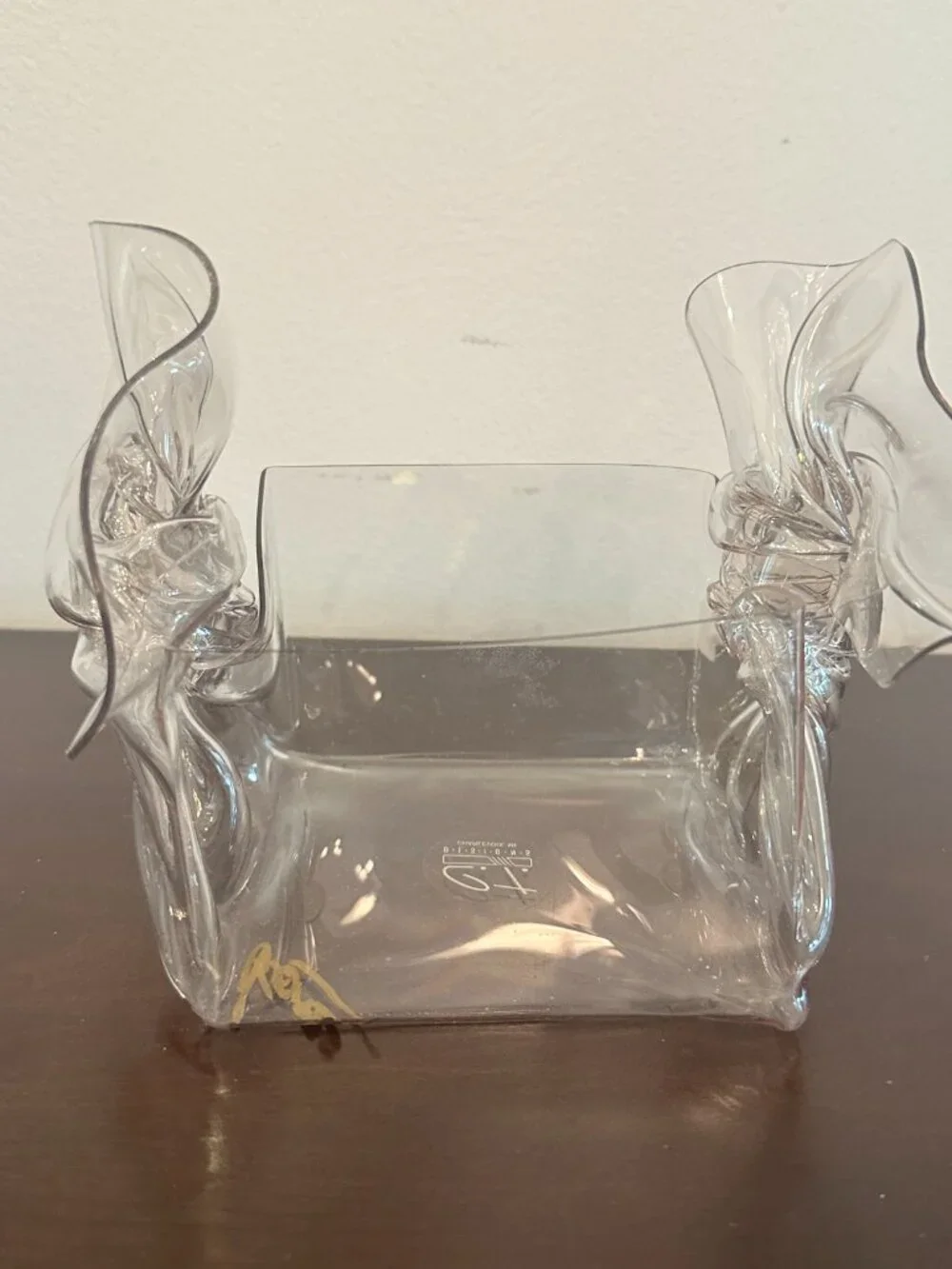 1992 VTG Hand Signed Modernist Lucite Handkerchief Napkin Holder by C.T. Design